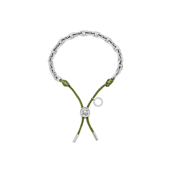 Turtle Anchor Chain Armband Silber Seaweed Dark Green