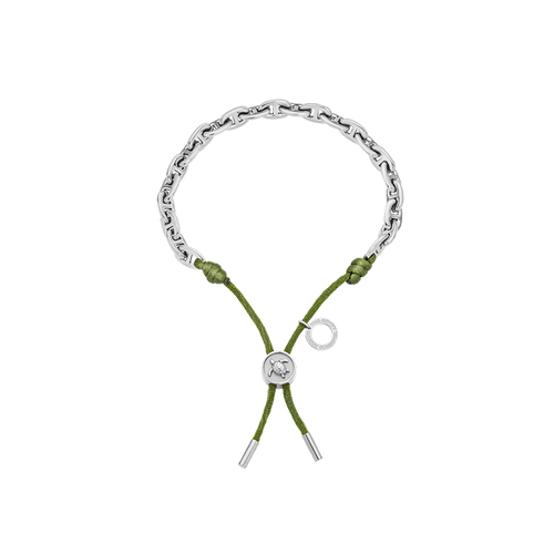 Turtle Anchor Chain Armband Silber Seaweed Dark Green