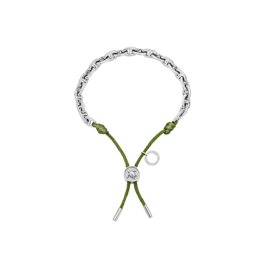 Turtle Anchor Chain Armband Silber Seaweed Dark Green