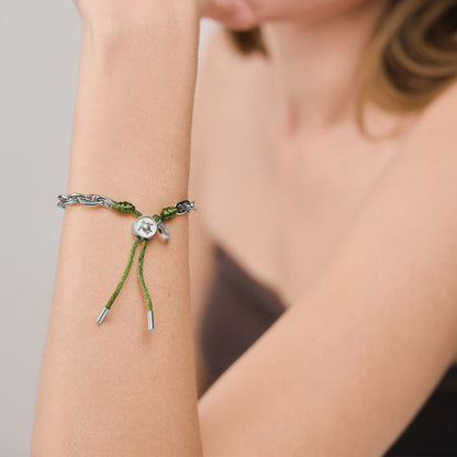 Turtle Anchor Chain Armband Silber Seaweed Dark Green