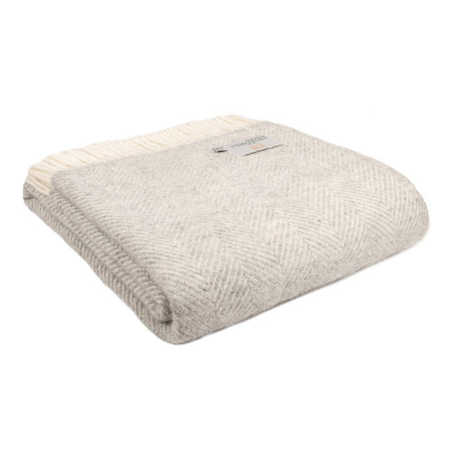 Tweedmill Fishbone Throw - Silver Grey