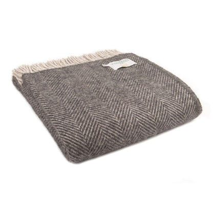 Tweedmill Herringbone Throw - Charcoal & Silver