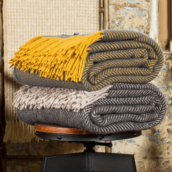 Tweedmill Herringbone Throw - Charcoal & Silver