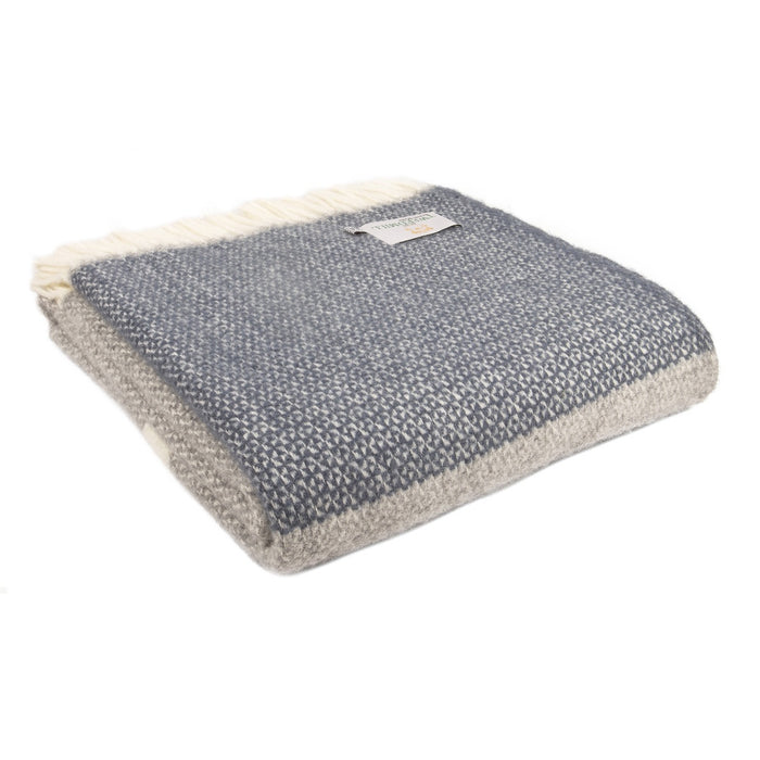 Tweedmill Illusion Panel Throw - Blue Slate