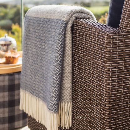 Tweedmill Illusion Panel Throw - Blue Slate