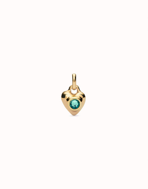 UNOde50 Gold Heart Pendant Charm - Green