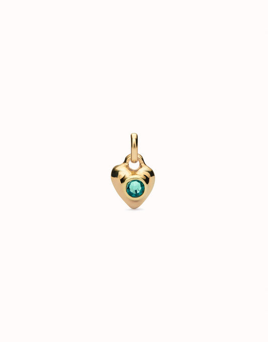 UNOde50 Gold Heart Pendant Charm - Green