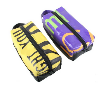 Upcycled Billboard Banner Travel Kit, Dopp Bag