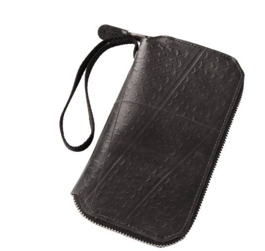 upcycled clutch wallet, made from tires in the USA