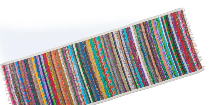 Upcycled Sari Yoga Mat Rug, Handmade in Nepal, Empowers Women