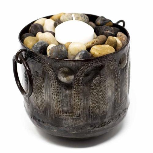 Upcycled Steel Drum, Hammered Container / Pot with Round Handles, Fair Trade, Haiti