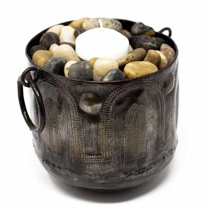 Upcycled Steel Drum, Hammered Container / Pot with Round Handles, Fair Trade, Haiti