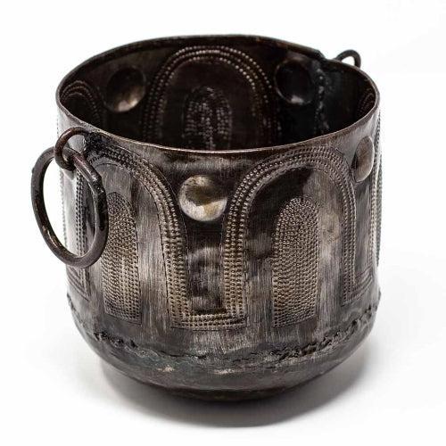 Upcycled Steel Drum, Hammered Container / Pot with Round Handles, Fair Trade, Haiti