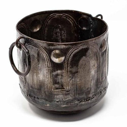Upcycled Steel Drum, Hammered Container / Pot with Round Handles, Fair Trade, Haiti