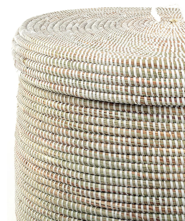 White Handwoven White Hamper Basket, Fair Trade