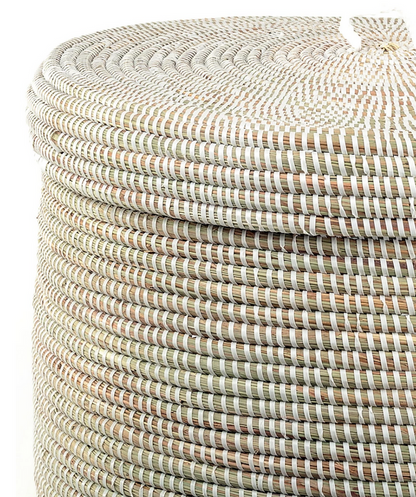 White Handwoven White Hamper Basket, Fair Trade