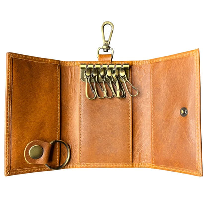 Willow Leather Key Holder Smart Fob Car Key Loop Slim Keychain (Cognac)