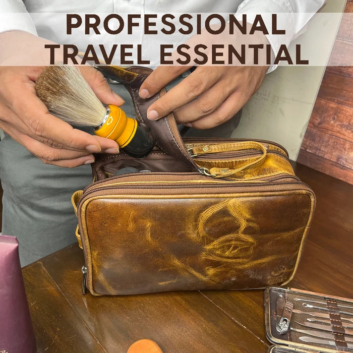 Wren Leather Toiletry Bag for Women Men By Rustic Town