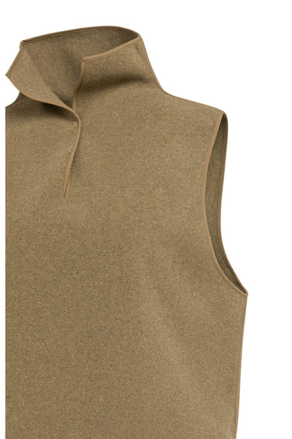 YAYA 02-021008-608 Wool Blend Body Warmer with Stand-up Collar Teak Brown by YAYA, shop YAYA at Dotique