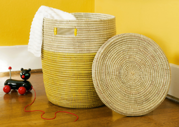Yellow Hamper Laundry Storage Basket, Fair Trade, Eco-Friendly - Give Back Goods