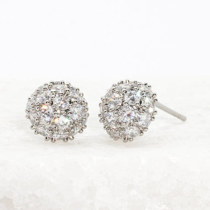 Zircon Stud Earrings in Platinum- Made By Survivors