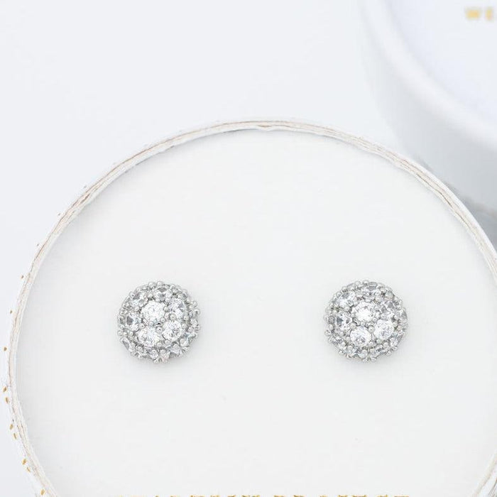 Zircon Stud Earrings in Platinum- Made By Survivors