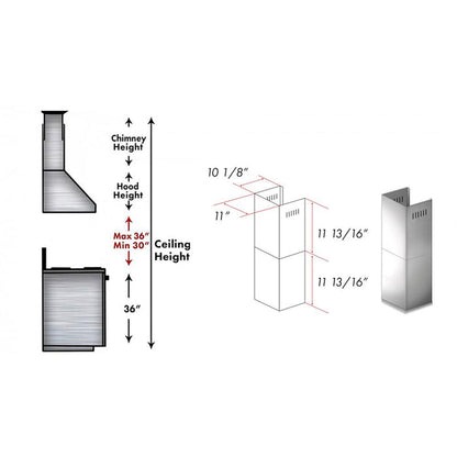 ZLINE 2-12 in. Short Chimney Pieces for 7 ft. to 8 ft. Ceilings (SK-ALP70WL)