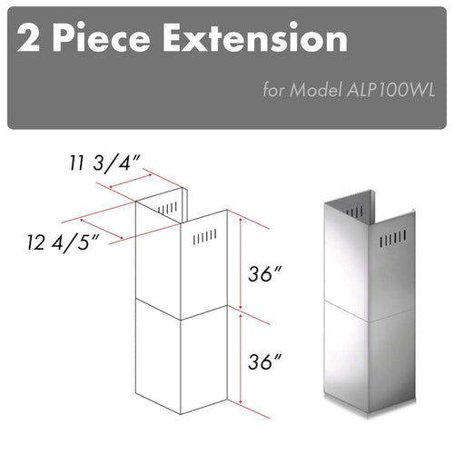ZLINE 2-36 in. Chimney Extensions for 10 ft. to 12 ft. Ceilings (2PCEXT-ALP100WL) main image.