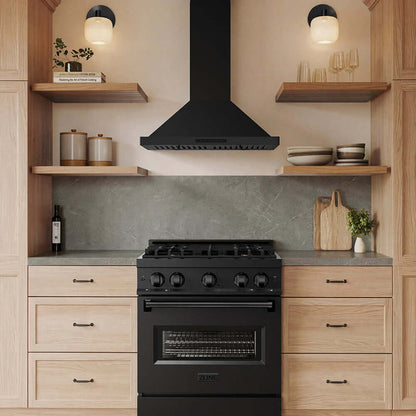 ZLINE 30 in. Convertible Vent Wall Mount Range Hood in Black Stainless Steel, Handle Open Box-Good Condition